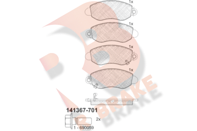 RB1367701 R BRAKE Комплект тормозных колодок, дисковый тормоз