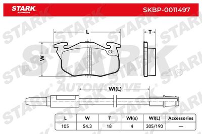 SKBP0011497 Stark Комплект тормозных колодок, дисковый тормоз