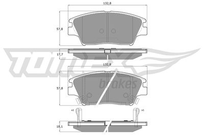 TX1901 TOMEX Brakes Комплект тормозных колодок, дисковый тормоз