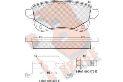 RB2222 R BRAKE Комплект тормозных колодок, дисковый тормоз