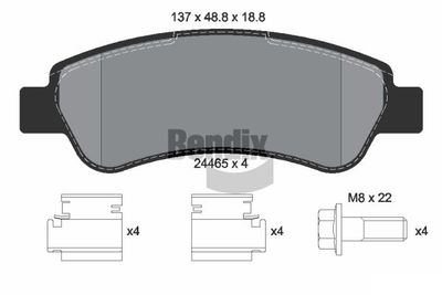 BPD1050 BENDIX Braking Комплект тормозных колодок, дисковый тормоз