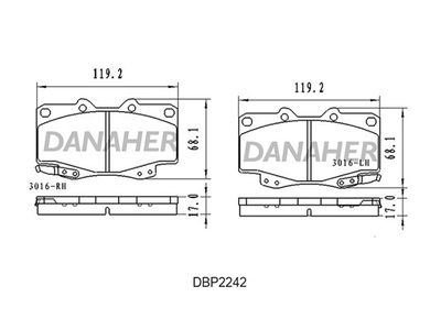 DBP2242 DANAHER Комплект тормозных колодок, дисковый тормоз