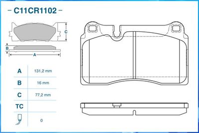 C11CR1102 CWORKS Комплект тормозных колодок, дисковый тормоз