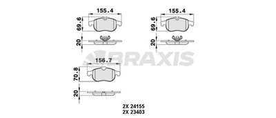 AA0487 BRAXIS Комплект тормозных колодок, дисковый тормоз