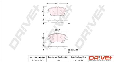 DP1010101083 Dr!ve+ Комплект тормозных колодок, дисковый тормоз