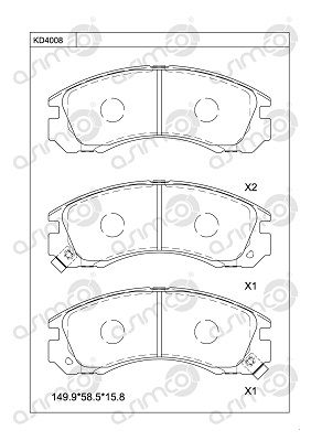 KD4008 ASIMCO Комплект тормозных колодок, дисковый тормоз