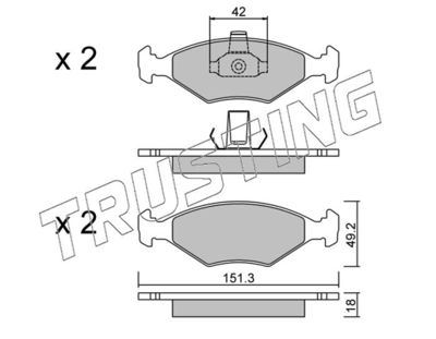 2822 TRUSTING Комплект тормозных колодок, дисковый тормоз