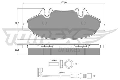 TX1502 TOMEX Brakes Комплект тормозных колодок, дисковый тормоз