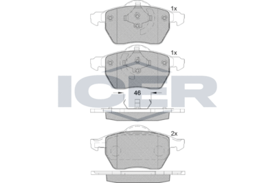 181767 ICER Комплект тормозных колодок, дисковый тормоз