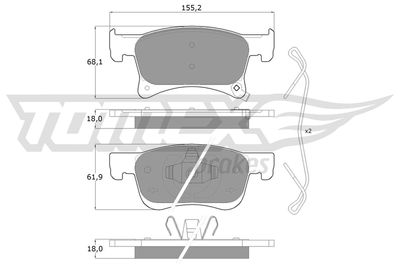 TX1793 TOMEX Brakes Комплект тормозных колодок, дисковый тормоз