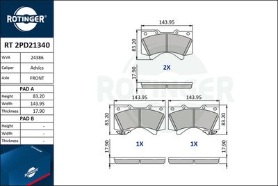 RT2PD21340 ROTINGER Комплект тормозных колодок, дисковый тормоз