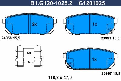 B1G12010252 GALFER Комплект тормозных колодок, дисковый тормоз