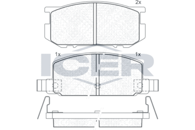 180348 ICER Комплект тормозных колодок, дисковый тормоз