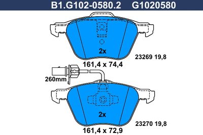 B1G10205802 GALFER Комплект тормозных колодок, дисковый тормоз