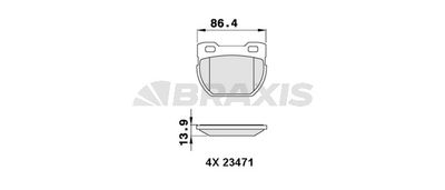 AA0293 BRAXIS Комплект тормозных колодок, дисковый тормоз