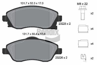 BPD1070 BENDIX Braking Комплект тормозных колодок, дисковый тормоз