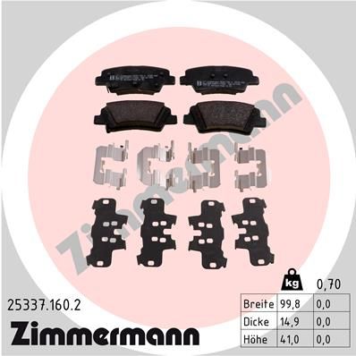 253371602 ZIMMERMANN Комплект тормозных колодок, дисковый тормоз