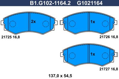 B1G10211642 GALFER Комплект тормозных колодок, дисковый тормоз