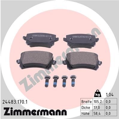 244831701 ZIMMERMANN Комплект тормозных колодок, дисковый тормоз