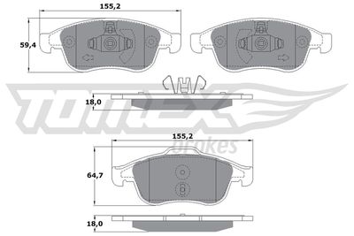 TX1641 TOMEX Brakes Комплект тормозных колодок, дисковый тормоз