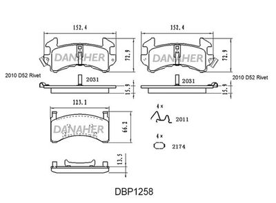 DBP1258 DANAHER Комплект тормозных колодок, дисковый тормоз