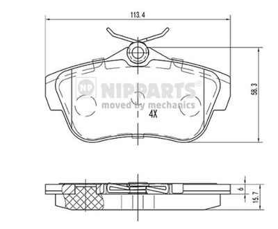 N3612050 NIPPARTS Комплект тормозных колодок, дисковый тормоз