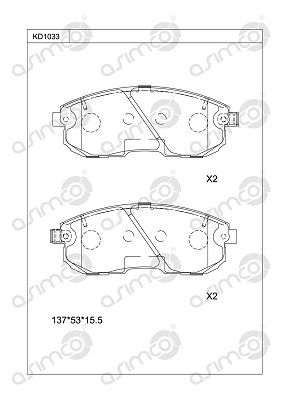 KD1033 ASIMCO Комплект тормозных колодок, дисковый тормоз