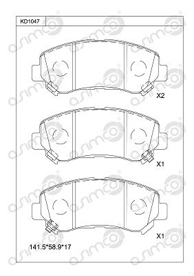 KD1047 ASIMCO Комплект тормозных колодок, дисковый тормоз