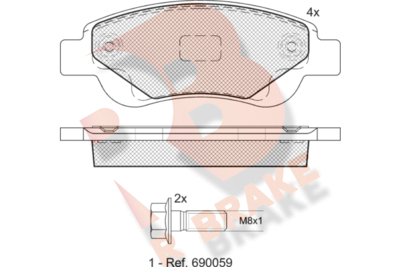 RB1702701 R BRAKE Комплект тормозных колодок, дисковый тормоз