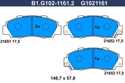 B1G10211612 GALFER Комплект тормозных колодок, дисковый тормоз