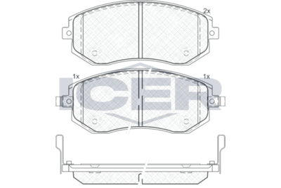 181717 ICER Комплект тормозных колодок, дисковый тормоз