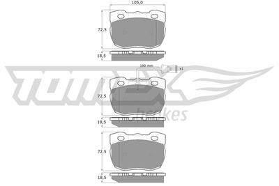 TX1623 TOMEX Brakes Комплект тормозных колодок, дисковый тормоз