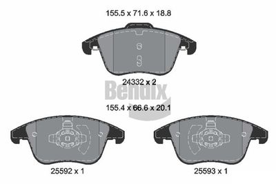 BPD1633 BENDIX Braking Комплект тормозных колодок, дисковый тормоз