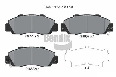 BPD1825 BENDIX Braking Комплект тормозных колодок, дисковый тормоз