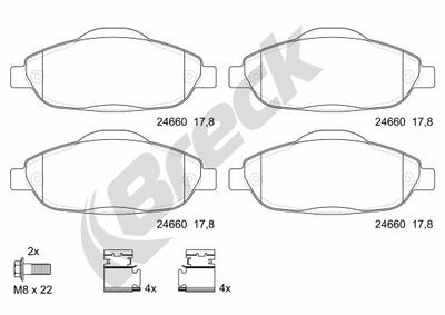 246600070100 BRECK Комплект тормозных колодок, дисковый тормоз