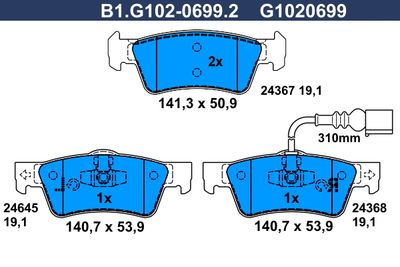 B1G10206992 GALFER Комплект тормозных колодок, дисковый тормоз