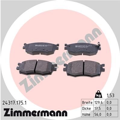 243171751 ZIMMERMANN Комплект тормозных колодок, дисковый тормоз