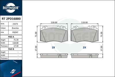 RT2PD16880 ROTINGER Комплект тормозных колодок, дисковый тормоз