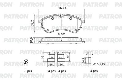 PBP242 PATRON Комплект тормозных колодок, дисковый тормоз