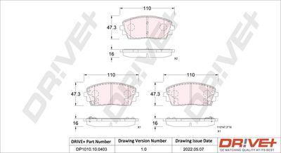 DP1010100403 Dr!ve+ Комплект тормозных колодок, дисковый тормоз