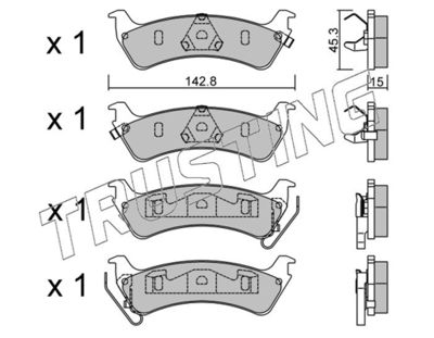 5430 TRUSTING Комплект тормозных колодок, дисковый тормоз
