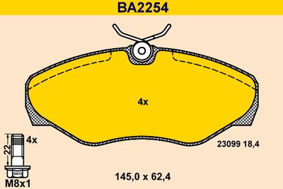 BA2254 BARUM Комплект тормозных колодок, дисковый тормоз