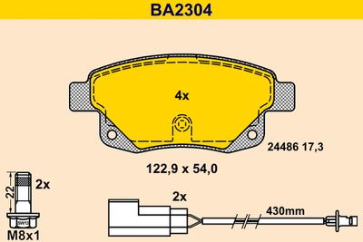 BA2304 BARUM Комплект тормозных колодок, дисковый тормоз