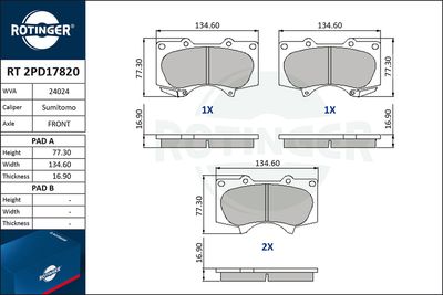 RT2PD17820 ROTINGER Комплект тормозных колодок, дисковый тормоз