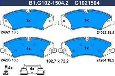 B1G10215042 GALFER Комплект тормозных колодок, дисковый тормоз