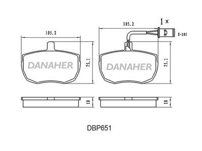 DBP651 DANAHER Комплект тормозных колодок, дисковый тормоз