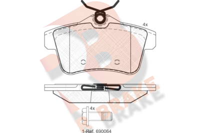 RB1928 R BRAKE Комплект тормозных колодок, дисковый тормоз