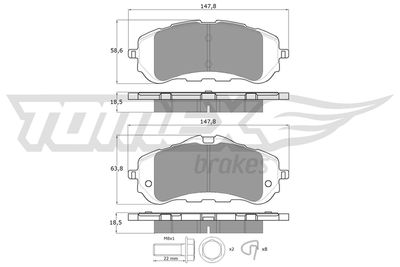 TX1838 TOMEX Brakes Комплект тормозных колодок, дисковый тормоз