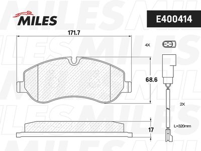 E400414 MILES Комплект тормозных колодок, дисковый тормоз