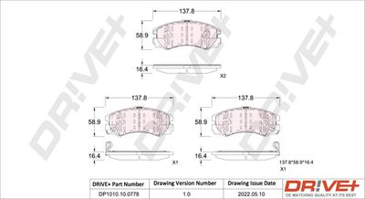 DP1010100778 Dr!ve+ Комплект тормозных колодок, дисковый тормоз